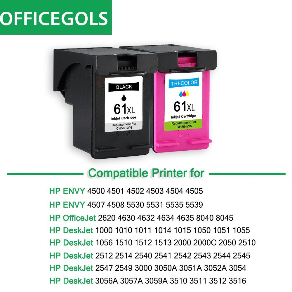 2PK 61XL Ink Cartridge Combo Set for HP OfficeJet 2620 4630 4632 4634 ...