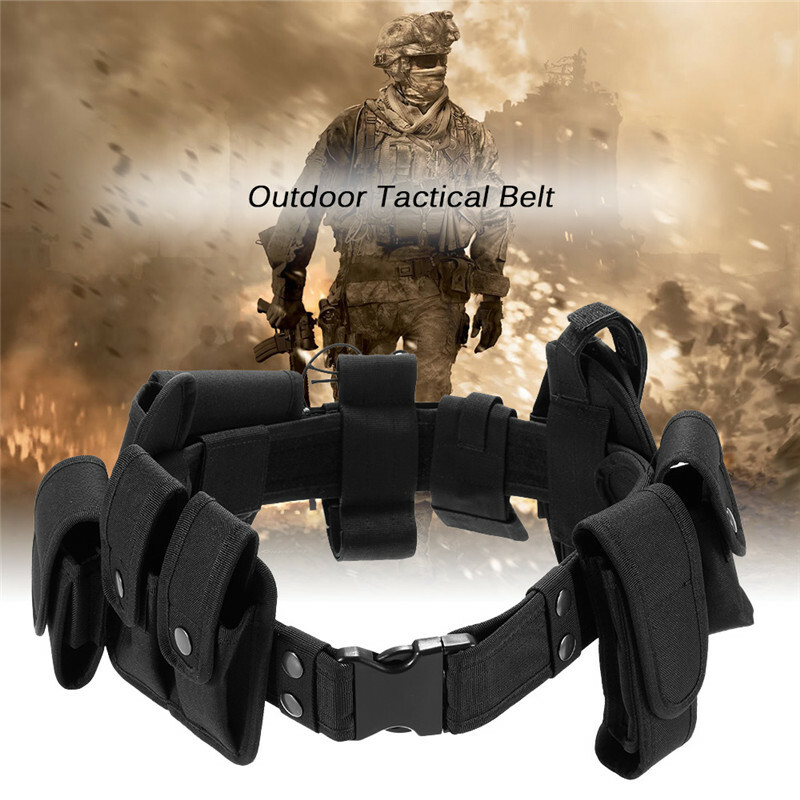 Police Guard Tactical Belt Buckle With 9 Pouch Utility Kit