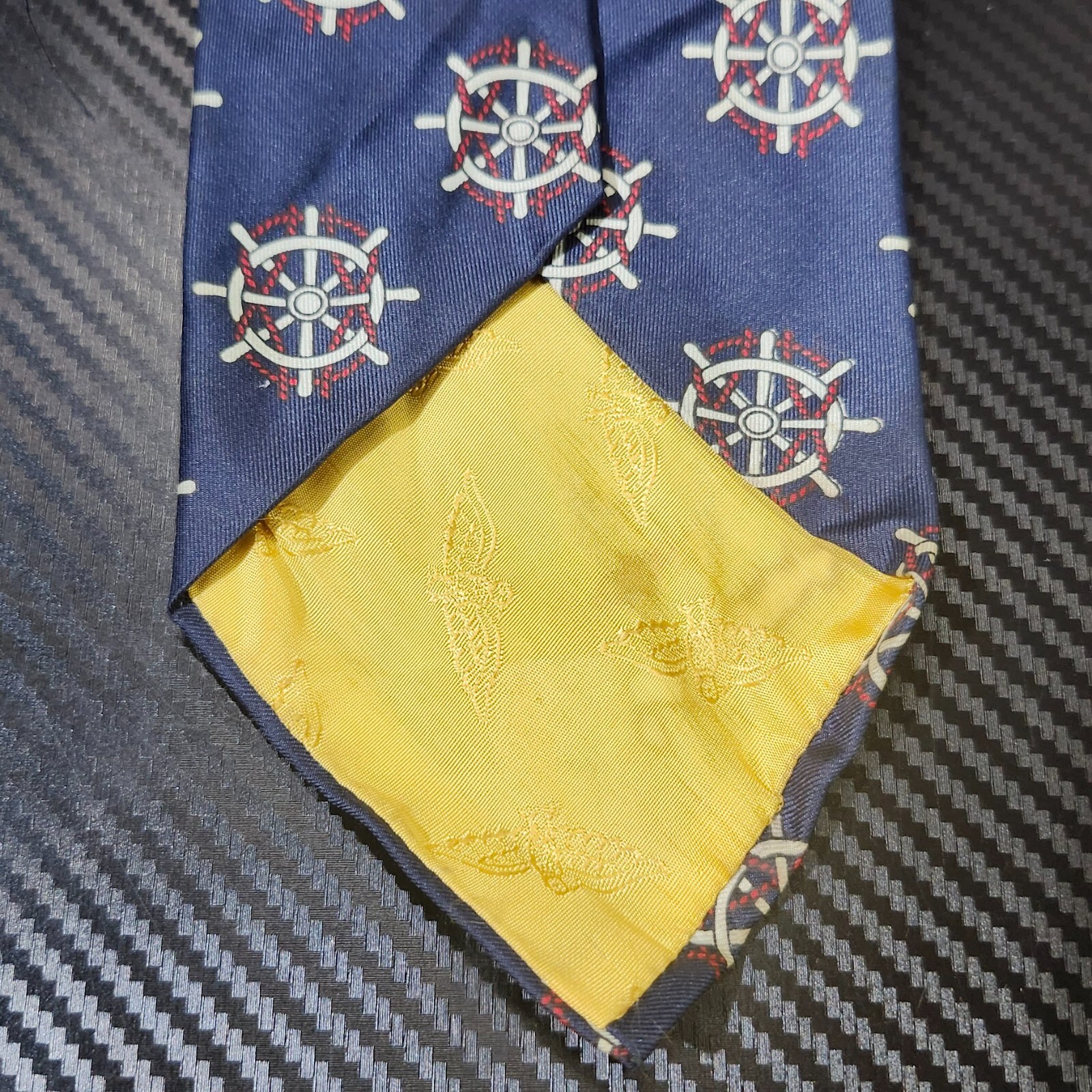 Eagle Shirtmakers Blue w/ Ships Wheels 100% Italian Silk Tie image 5