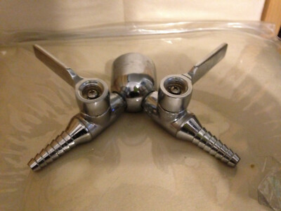 WATERSAVER LAB GAS air vacuum TAP W/2 BALL VALVES L4100-141WSA Y WYE Barb