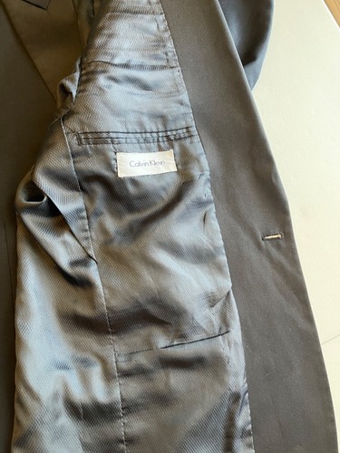 CALVIN KLEIN black blazer 100% wool satin lapel poly lining size 36R - Picture 11 of 15