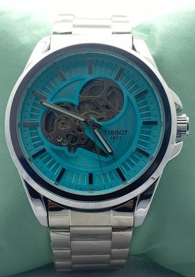 Refurbished Tissot Sky-Blue Dial Open-Heart Automatic Men s Luxury Working Watch
