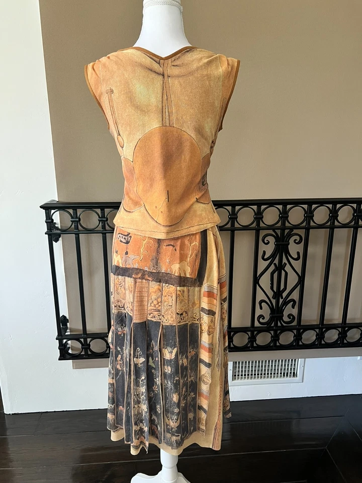 Vintage Vivienne Tam Skirt and Top Nylon Set with Abstract Design- Size 2  - Image 2 of 4