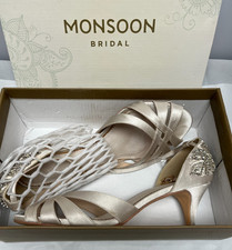 Monsoon Cream Wedding Shoes - Kitten Heel Open Toe Stunning Back Detail  EU 40