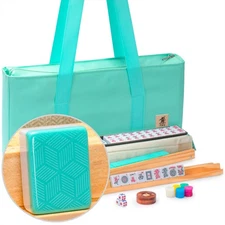 American Mahjong Set, "Pepper" with Pepper Green Soft Case, Racks, Pushers