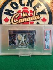 2020 SP GAME USED MACKINNON/MAKAR STADIUM SERIES NET CORD DUAL RELIC /15 PSA 8