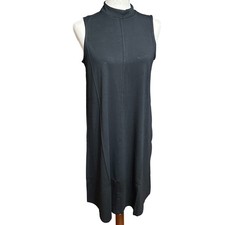 J. Jill Dress Women S NWT Black Mock Neck Sleeveless Midi Shift Jersey Knit