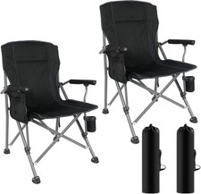 Folding Camping Chairs Set of 2, Heavy Duty High Back Portable Chairs with Cu...