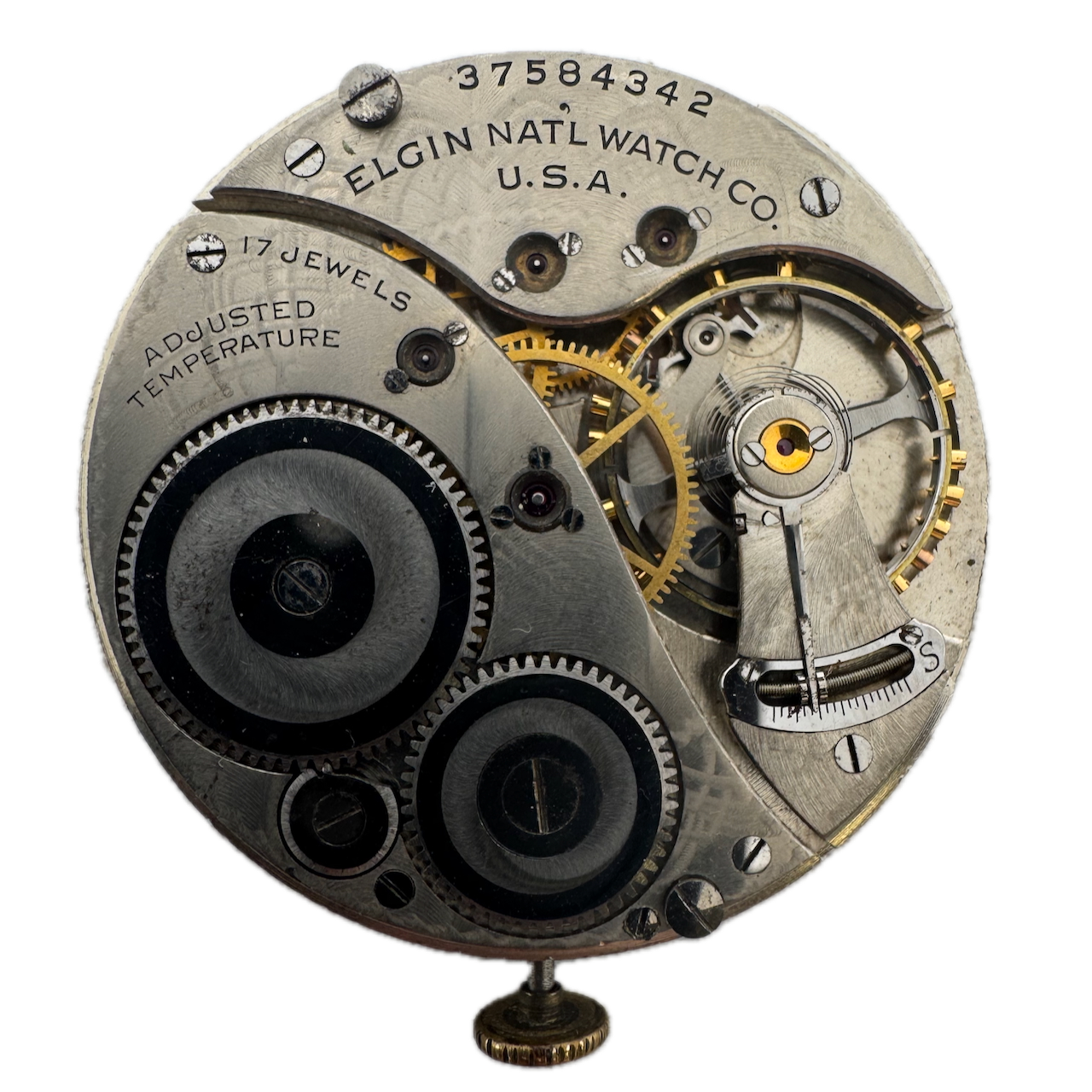 Vintage 1938 Elgin 17J 12s Mechanical Pocket Watch Movement 495 USA