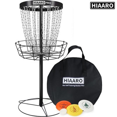 PDGA Approved HIAARO PRO Disc Golf Basket with Heavy Duty 24 Chains