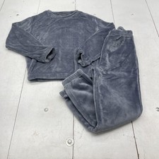 Dazy Lounge Set Womens Small Gray Cozy Fuzzy Fleece Sweatshirt Jogger Pants