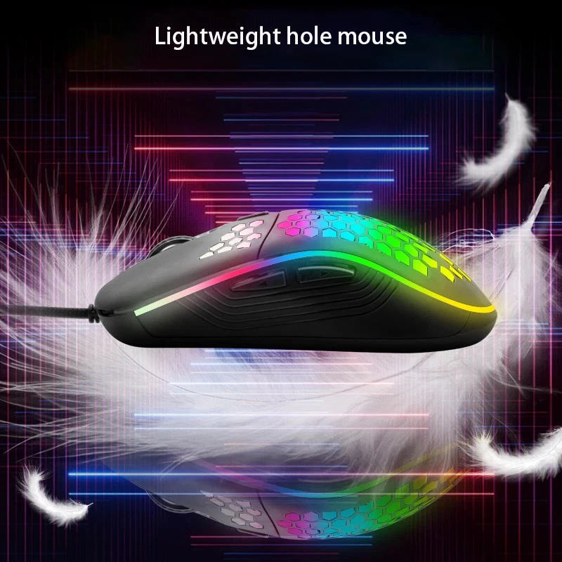 Optical Wired Gaming Mouse Laptop Keyboard Large Rainbow Colourful Lighting Fast - Image 3 of 3