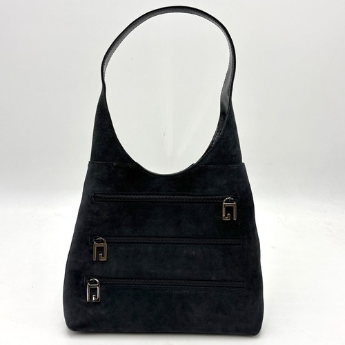 Auth GUCCI Y2K Biker Tom Ford Suede Leather Shoulder Bag, Dark Navy 3Y874
