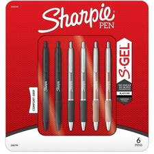 Sharpie S-Gel Metal Barrel Pens 0.7mm Medium Point Black Ink 6 Pack