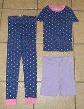 Girls Sz 8 Pants, Shorts Top Snug Fitting Soft Stretch Cotton 3 Pc Pajama Set