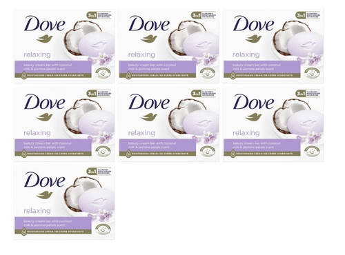 Dove 7x Seifen Soap Relaxing Kokosnuss Coconut Milk  Kokosmilch Cream Bars 90 gr - Bild 1 von 1