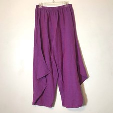 Bryn Walker 100 Linen Wide Draped Balloon Leg Purple Pull On Pants XL Boho USA