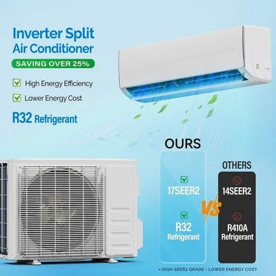 17 SEER2 Mini Split AC 23000 BTU Ductless Air Conditioner Heat Pump 230V Unit