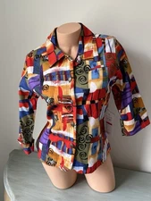 Kaktus Shacket Jacket Women’s Colorful Design 3/4 Sleeve Button Up New