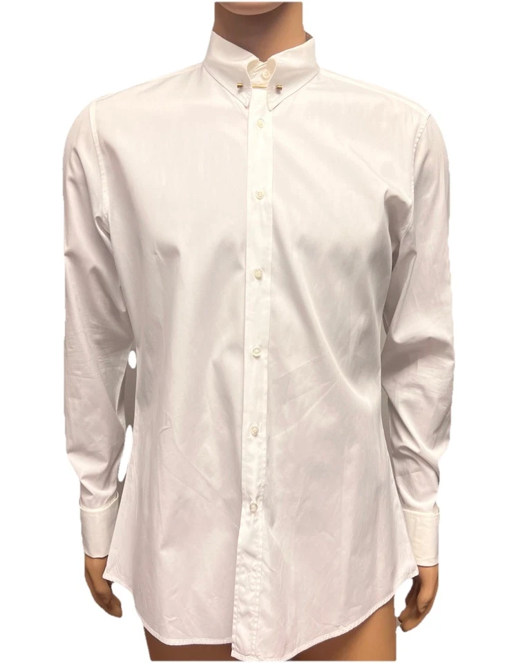 Gucci White Slim Fit Dress Shirt with Collar Pin – Size 42 / 16.5 Made Italy - Image 2 of 4