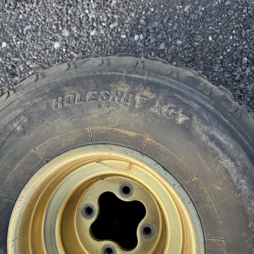 9" Rear Gold TRX 250R Rims Wheels AT 22x11.00-9 Tires OEM ATC Quad 4x110 Pattern - Picture 4 of 17