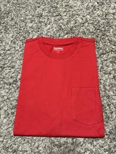 Supreme Laser Cut S Logo Pocket Tee Size SS21 NYC BOGO Red - Large