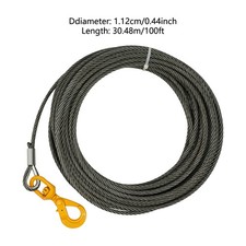 716in100ft Steel Winch Cable Wire Rope Swivel Self-locking Hook 2469.18 Lbs