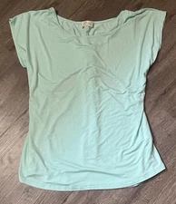 Women be Stage Small Mint Green Short Sleeve Top W/ Back Cut Out Lightweight