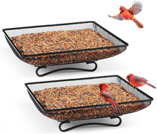 Metal Platform Bird Feeder, Ground Tray Bird Feeder, Set of 2, 17.5 × 17.5 × 6 C