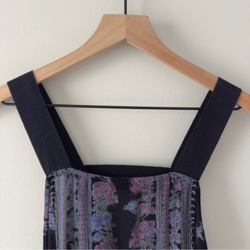 Free People Paradise Song Kleid schwarz Blumen ärmellos Mini Taschen Bohemian S - Bild 7 von 11