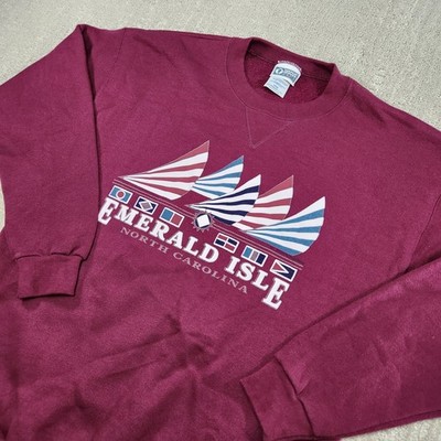 Vintage 90s Sweatshirt Adult Large Emerald Isle North Carolina Discus Athletic