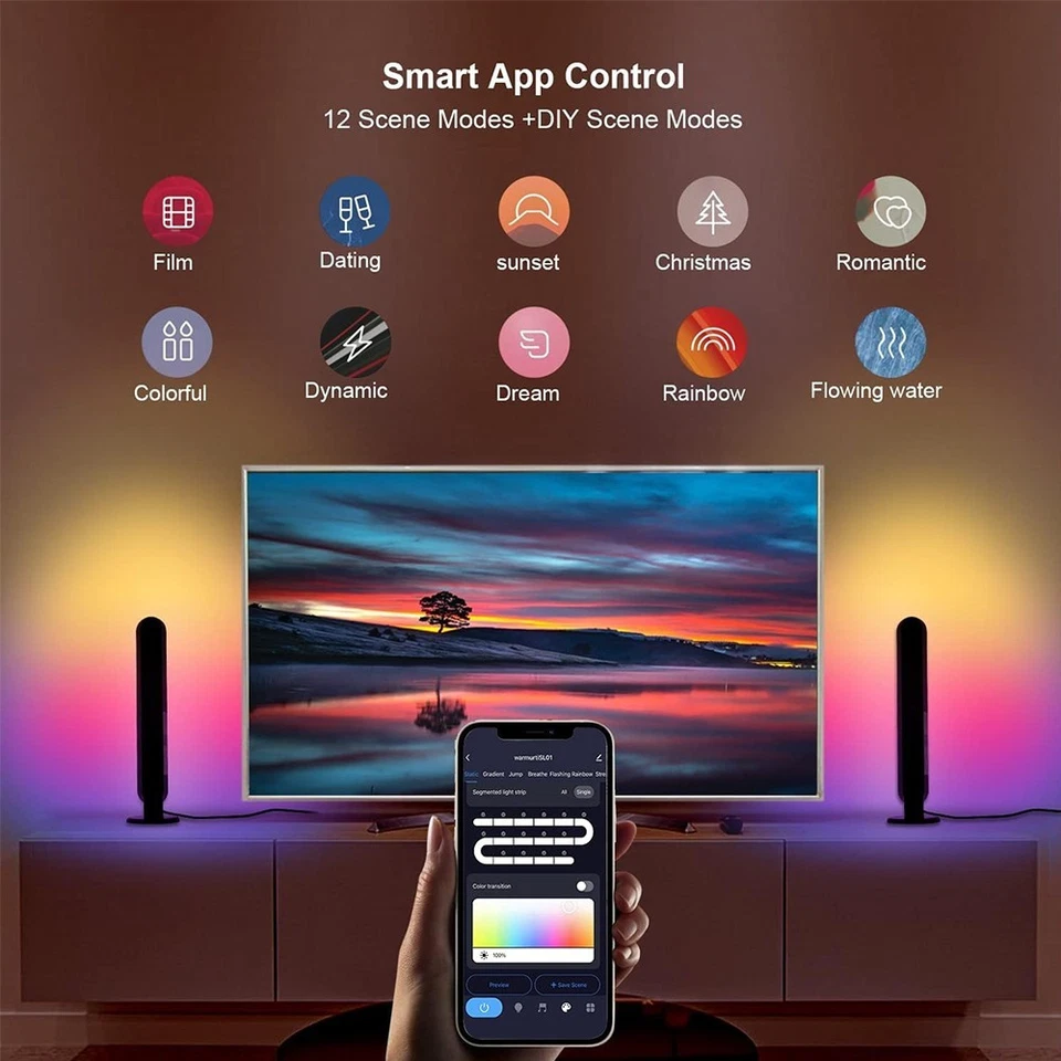 RGB Music Rhythm Pickup Light USB Rechargeable with Remote Ambience Party Decor - Image 3 of 4