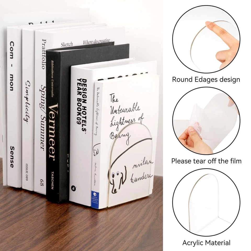 Buchstütze Acryl, 2er Pack, 100 x 100 x 130mm, Buchstützen Acryl, Transparent... - Bild 3 von 4