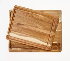 Figmint 2pc Reversible Acacia Wood Cutting Board Set w/Juice Canal - Natural