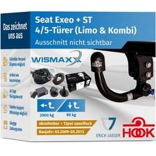 ANHÄNGERKUPPLUNG für Seat Exeo + ST 09-13 v abnehmbar HOOK +13pol E-Satz Erich J