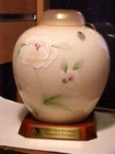 2002 Vintage 7" Fenton Sunset Overlay Glass Messenger HP Camellia Dec Ginger Jar