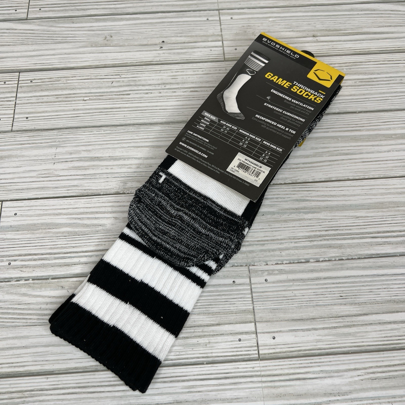 NEW EvoShield Throwback Game Socks Great For Baseball Softball Black White Med