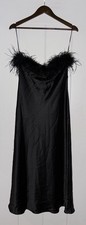 Lucy Paris Flora Feather Satin Slip Dress Women S NEW Elegant Party Whimdigoth