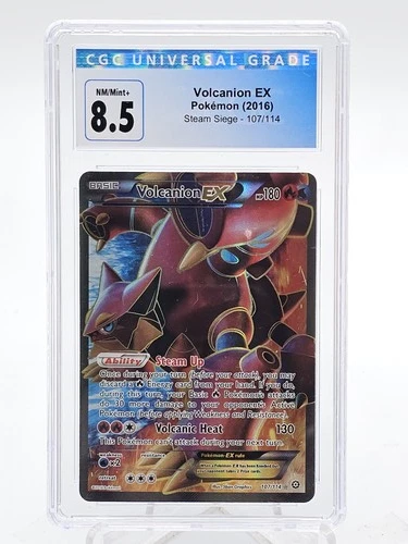 VOLCANION EX 2016 POKEMON STEAM SIEGE #107/114 FULL ART CGC 8.5 Q5677