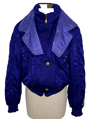 Vintage Phenix 1990s Women s Ski Jacket Size 8 Satin Blue Gold Accents