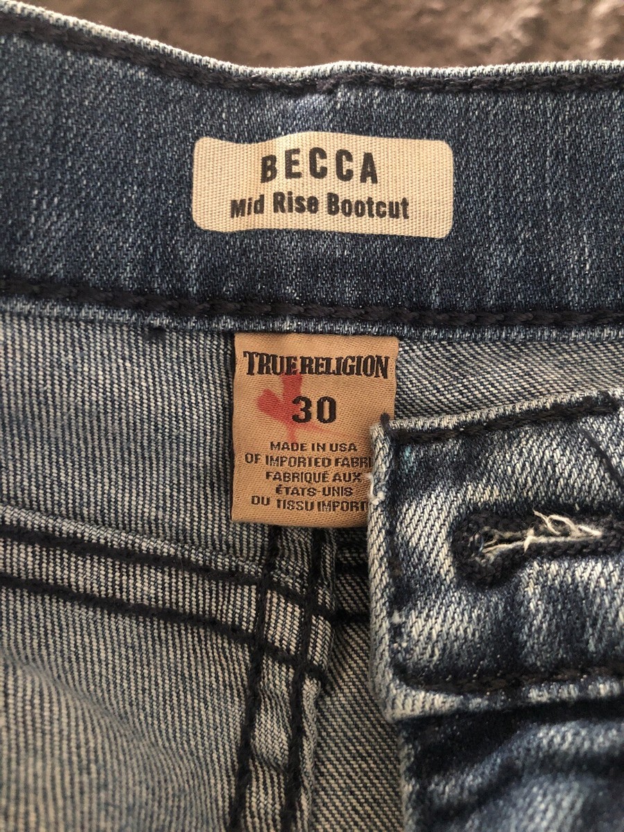 True Religion Jeans Becca Mid Rise Bootcut Size 30 Button