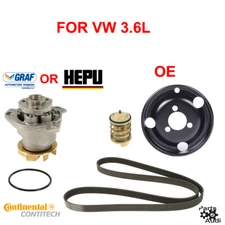 OE Water Pump Kit, Pulley,Thermostat,Drive Belt For VW,Audi 3.6L