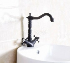 Black Oil Rubbed Brss Swivel Spout Bathroom Kitchen Faucet Vessel Sink Mixer Tap