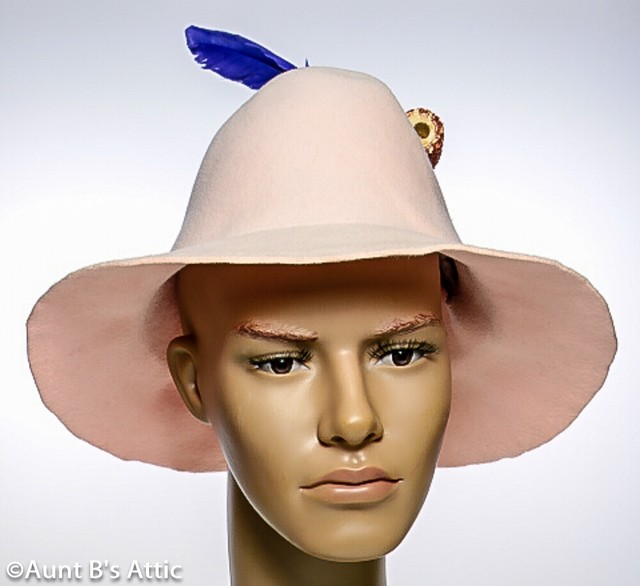 Hillbilly Hat Asso. Felt Unisex Brimmed Costume Hat W/ Feather & Corn