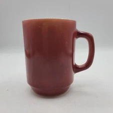 VTG Anchor Hocking Brick Red Rust Brown Glass Stacking Coffee Mug 301 USA