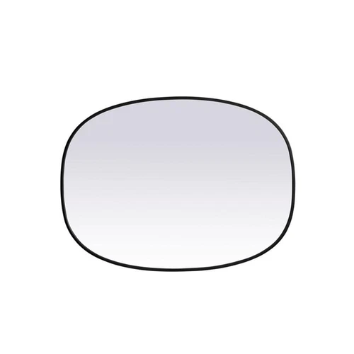 Elegant Decor Brynn 30x40" Oval Modern MDF Wood/Iron Mirror in Black - Picture 3 of 11