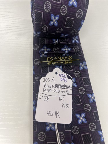 NEW WITH TAGS Jos A. Bank Men's Purple Geometric Silk Neck Tie $98 - Picture 3 of 7