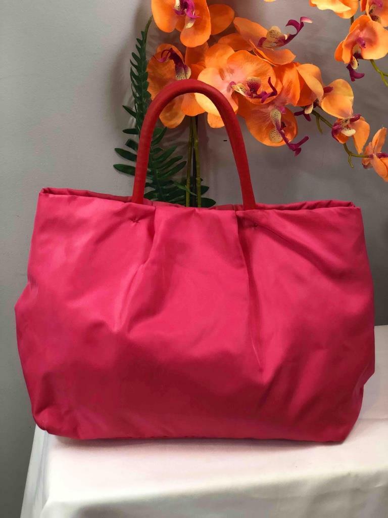 PRADA 3D Rose Punch Pink Satin/ Leather Strap Shoulder Bag PRADA 3D Rose Punch Pink Satin/ Leather Strap Shoulder Bag
