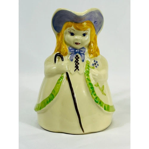 Vintage Shawnee Pottery Little Bo Peep Water Pitcher Green Purple Nursery Rhyme