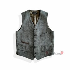 Men's Winter Warm Wool Tweed Vest Slim Waistcoat Vintage Casual Jacket Coat Top